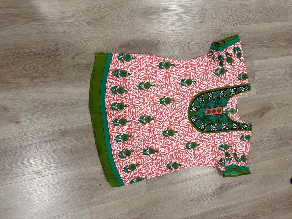 Floral Tunic Top Size 46 Pink Green Short Sleeve Shirt